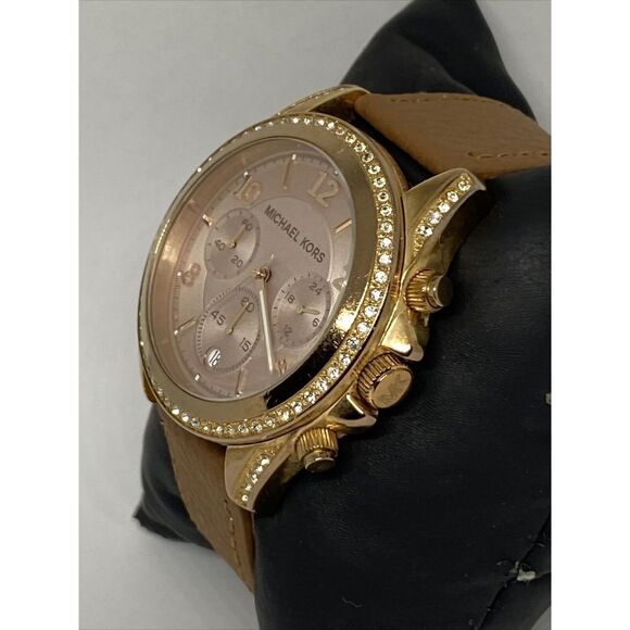 Michael Kors Blair MK5943 Women's Brown Leather Analog Dial Quartz Watch EY307 - Picture 4 of 12